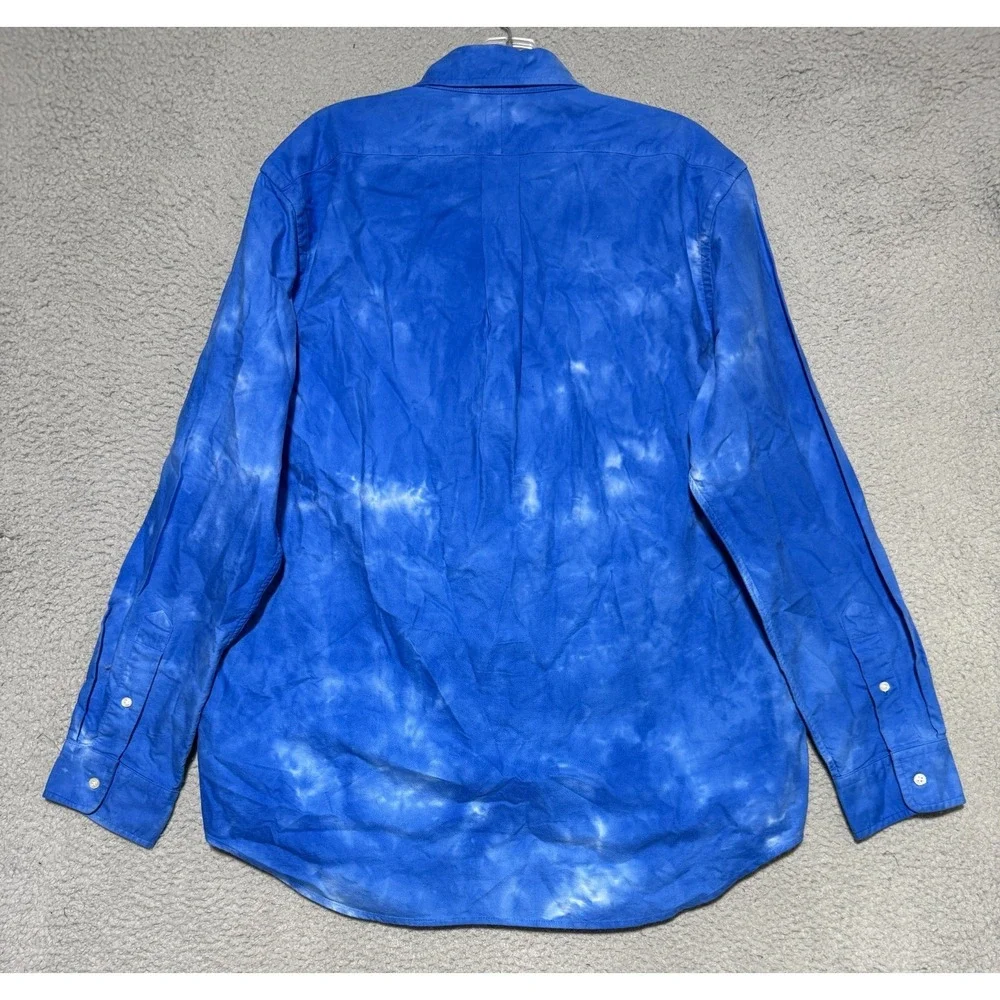 NEW Rare Polo Ralph Lauren Tie Dye Washed Oxford Blue Button shirt Size XL Blue